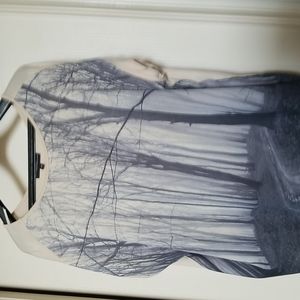 Blouse with Forest graphic, 2X